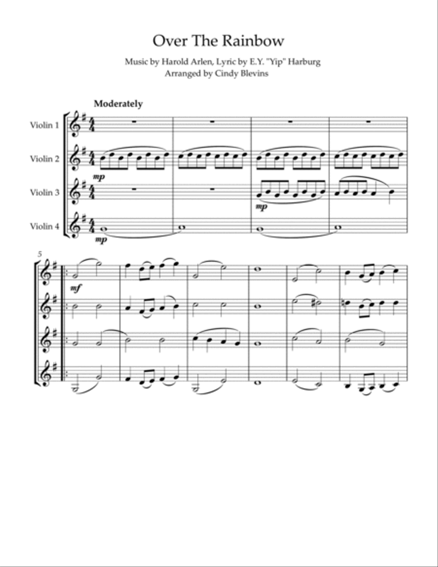 Over The Rainbow (from The Wizard Of Oz) String Quartet scores gallery preview page 2