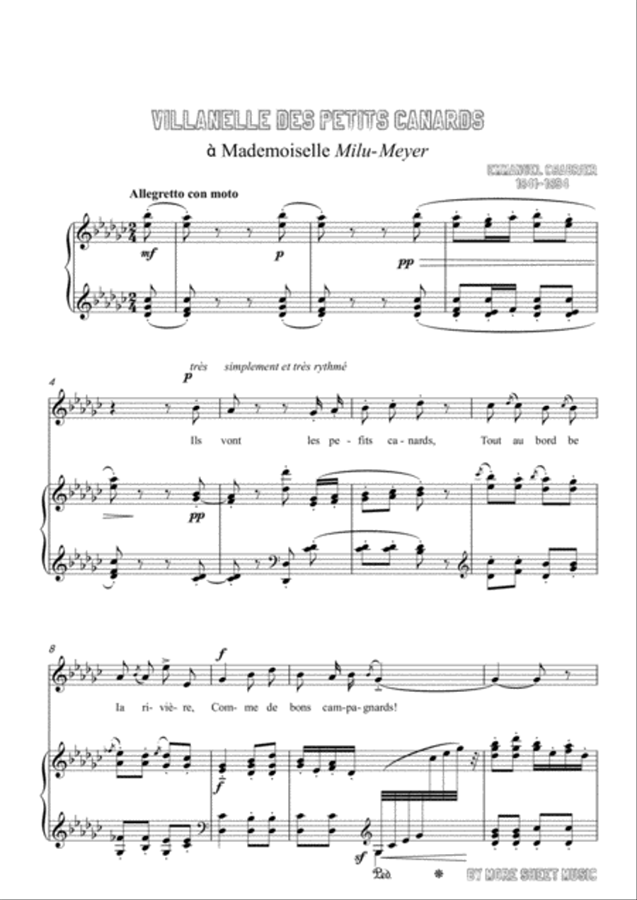 Chabrier-Villanelle des petits canards in G flat Major,for voice and piano Voice Solo scores gallery preview page 3