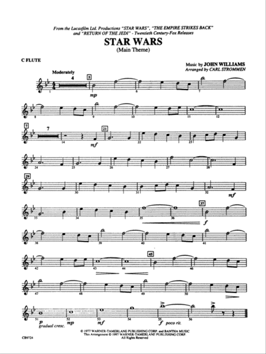 Star Wars Main Theme: Flute Concert Band scores gallery preview page 1