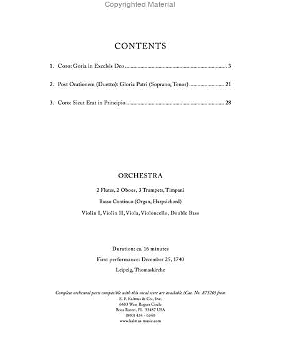Cantata No. 191: Gloria in Excelsis Deo, BWV 191 4-Part scores gallery preview page 2