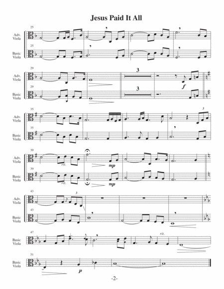 Jesus Paid It All (Arrangements Level 1-3 for VIOLA + Written Acc) Hymn image number null