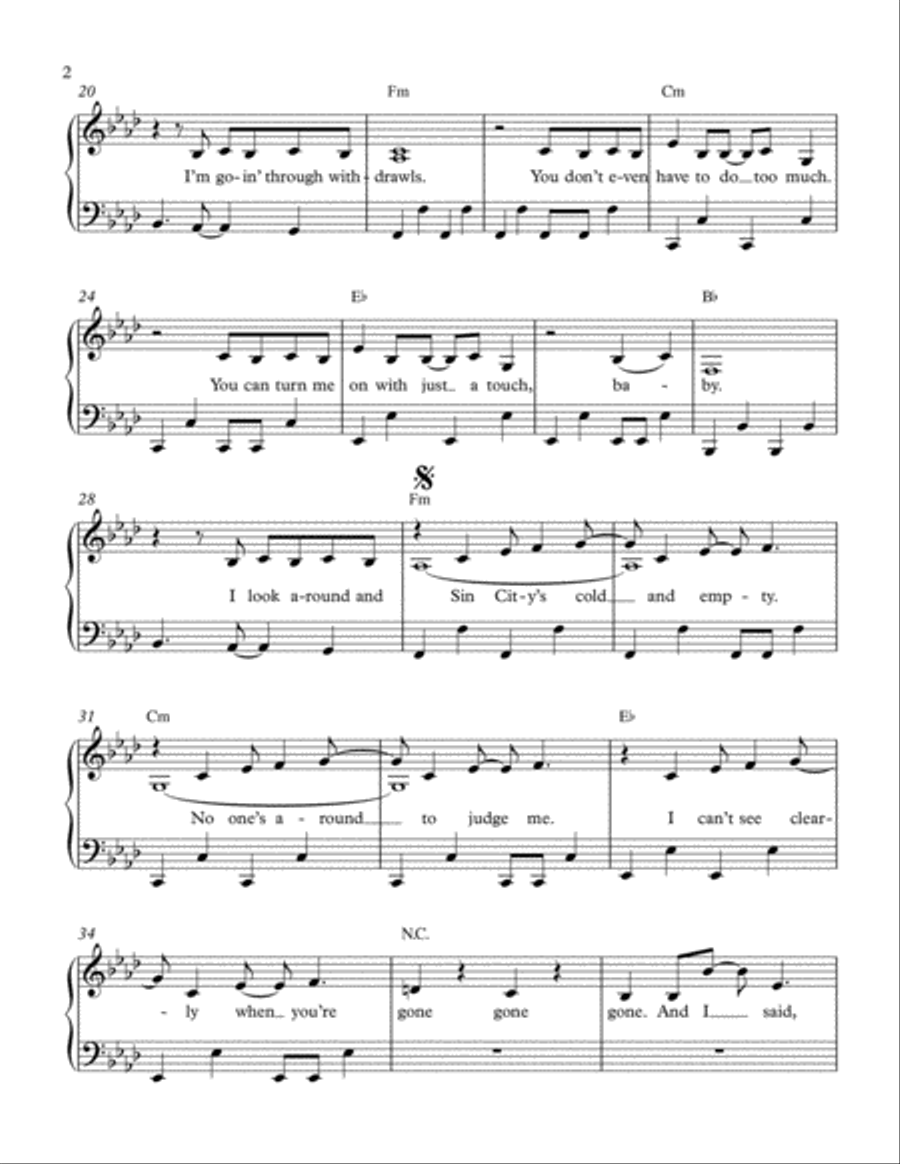 Blinding Lights Blinding Lights Easy Piano scores gallery preview page 2