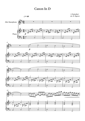 Canon In D, Johann Pachelbel, For Alto Saxophone & Piano