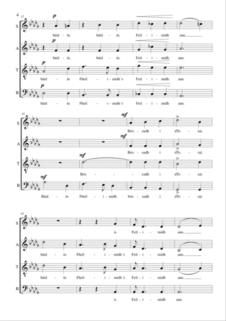 Báidín Fheilimidh (SATB A Cappella) 4-Part scores gallery preview page 4