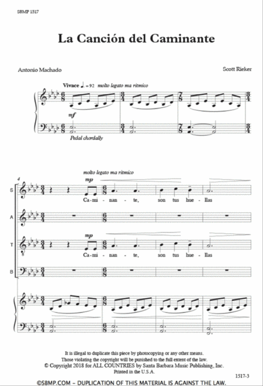 La Cancion del Caminante La Cancion del Caminante 4-Part scores gallery preview page 2