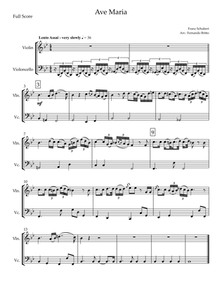 Ave Maria (Franz Schubert) for Violin & Cello Duo