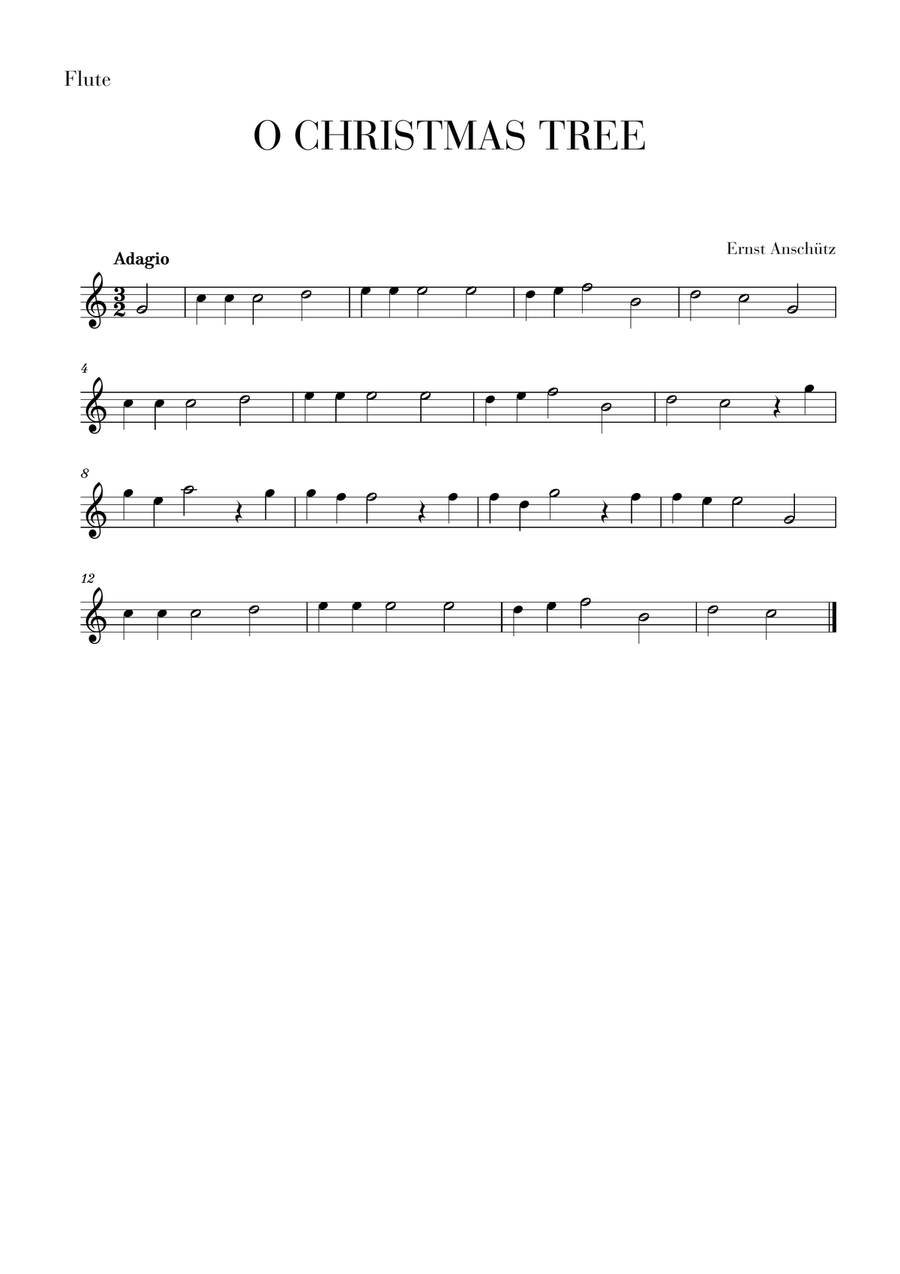 O Christmas Tree for Flute and Cello﻿ - Very Easy/Beginner Flute scores gallery preview page 2