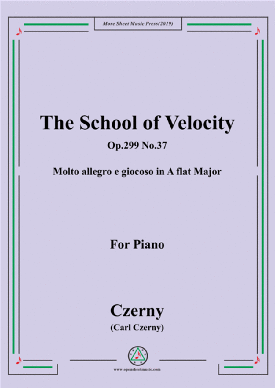 Czerny-The School of Velocity,Op.299 No.37,Molto allegro e giocoso in A flat Major,for Piano Piano Solo scores gallery preview page 1
