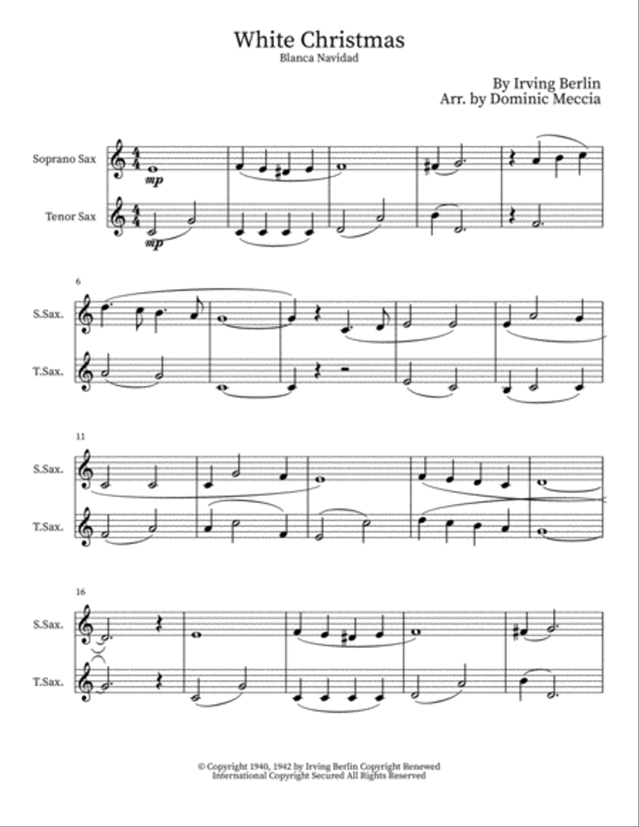 White Christmas Woodwind Duet scores gallery preview page 1