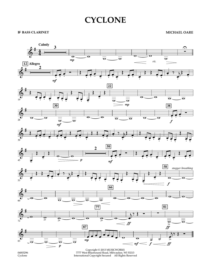 Cyclone - Bb Bass Clarinet Concert Band scores gallery preview page 1