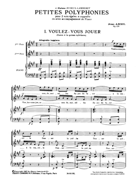Petites polyphonies Op. 128