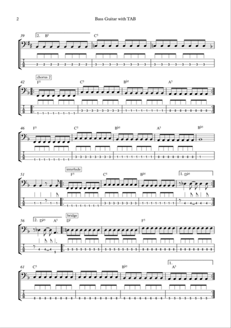 Sk8er Boi Bass Guitar scores gallery preview page 2