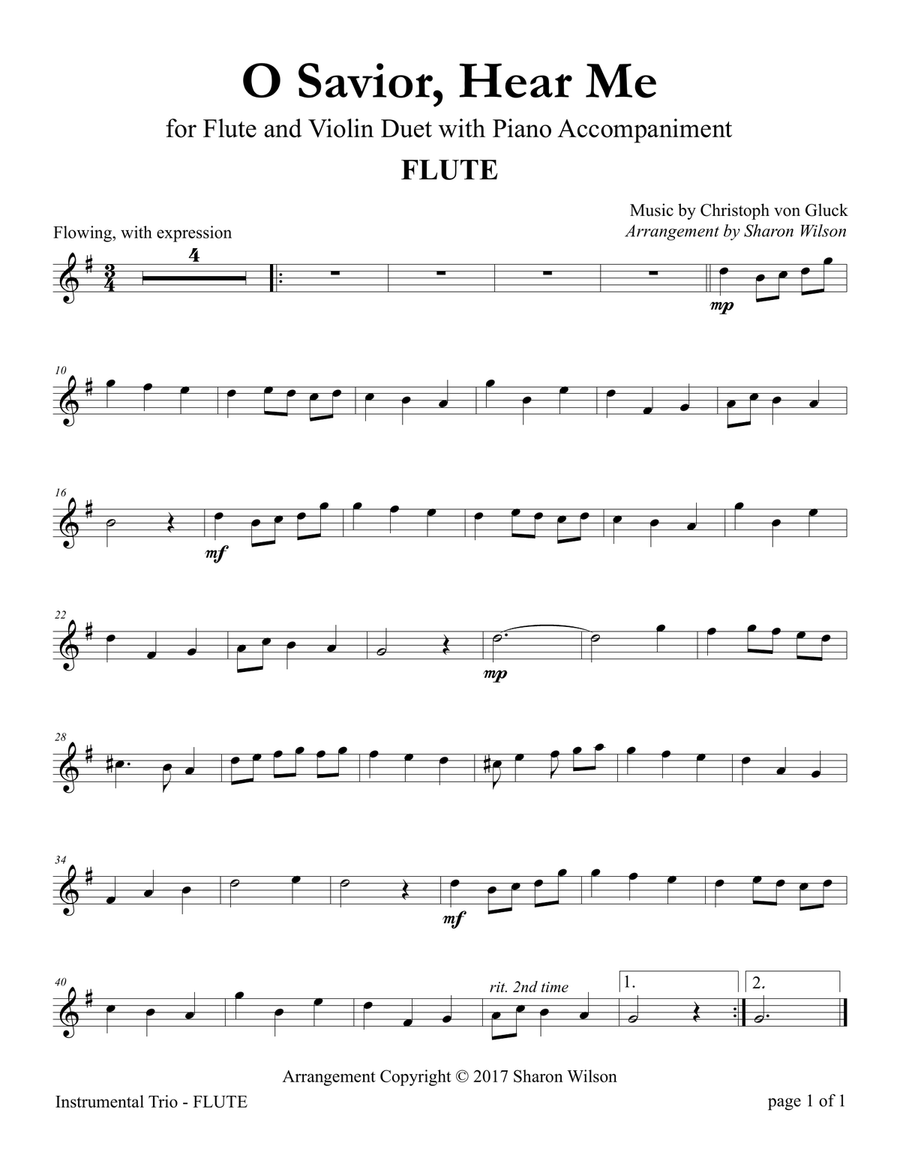 O Savior, Hear Me (Flute and Violin Duet with Piano Accompaniment) Flute scores gallery preview page 1