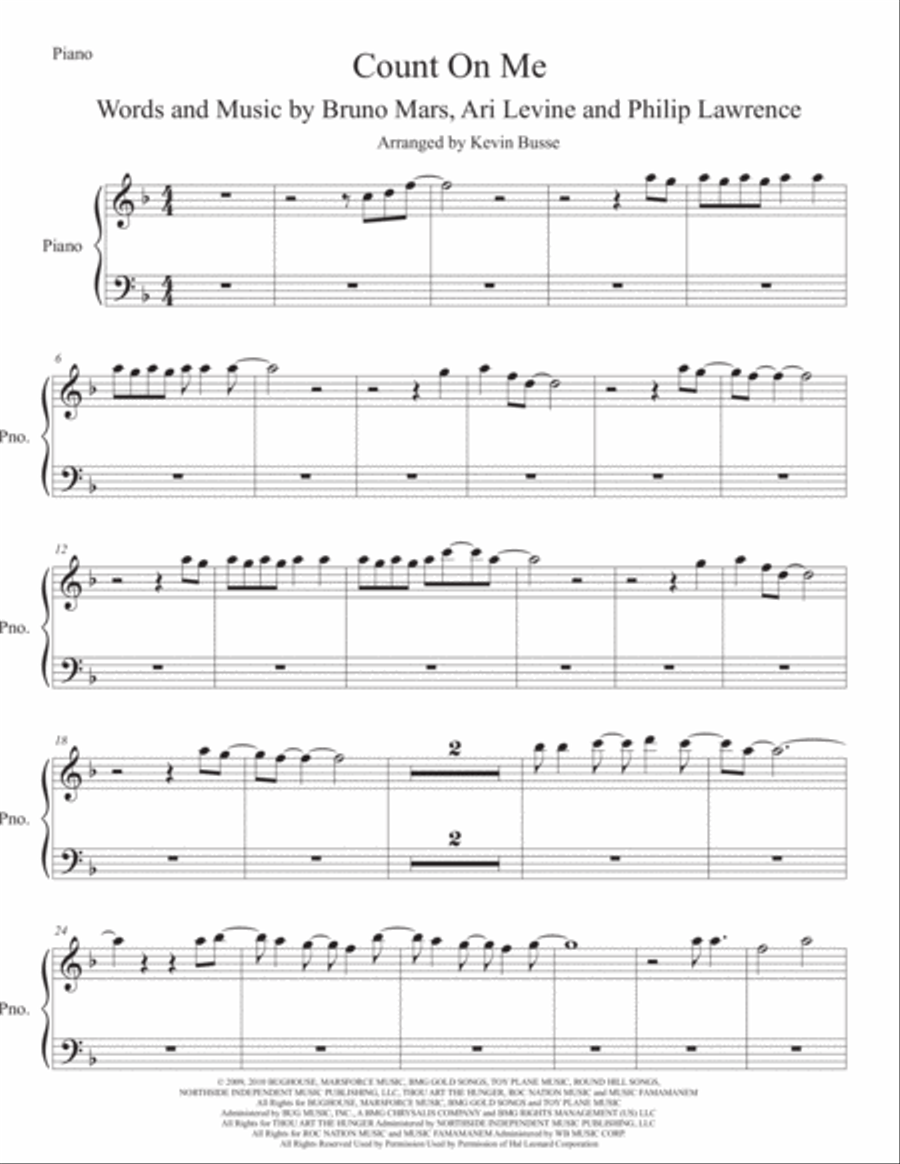 Count On Me Count On Me Easy Piano scores gallery preview page 1