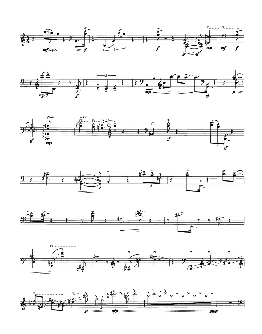 Intercourse Of Fire And Water For Solo Cello Cello Solo scores gallery preview page 5