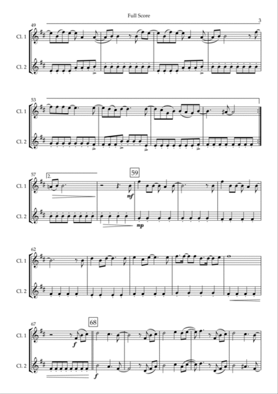 Ikimono Gakari's Blue Bird Clarinet Duet scores gallery preview page 3