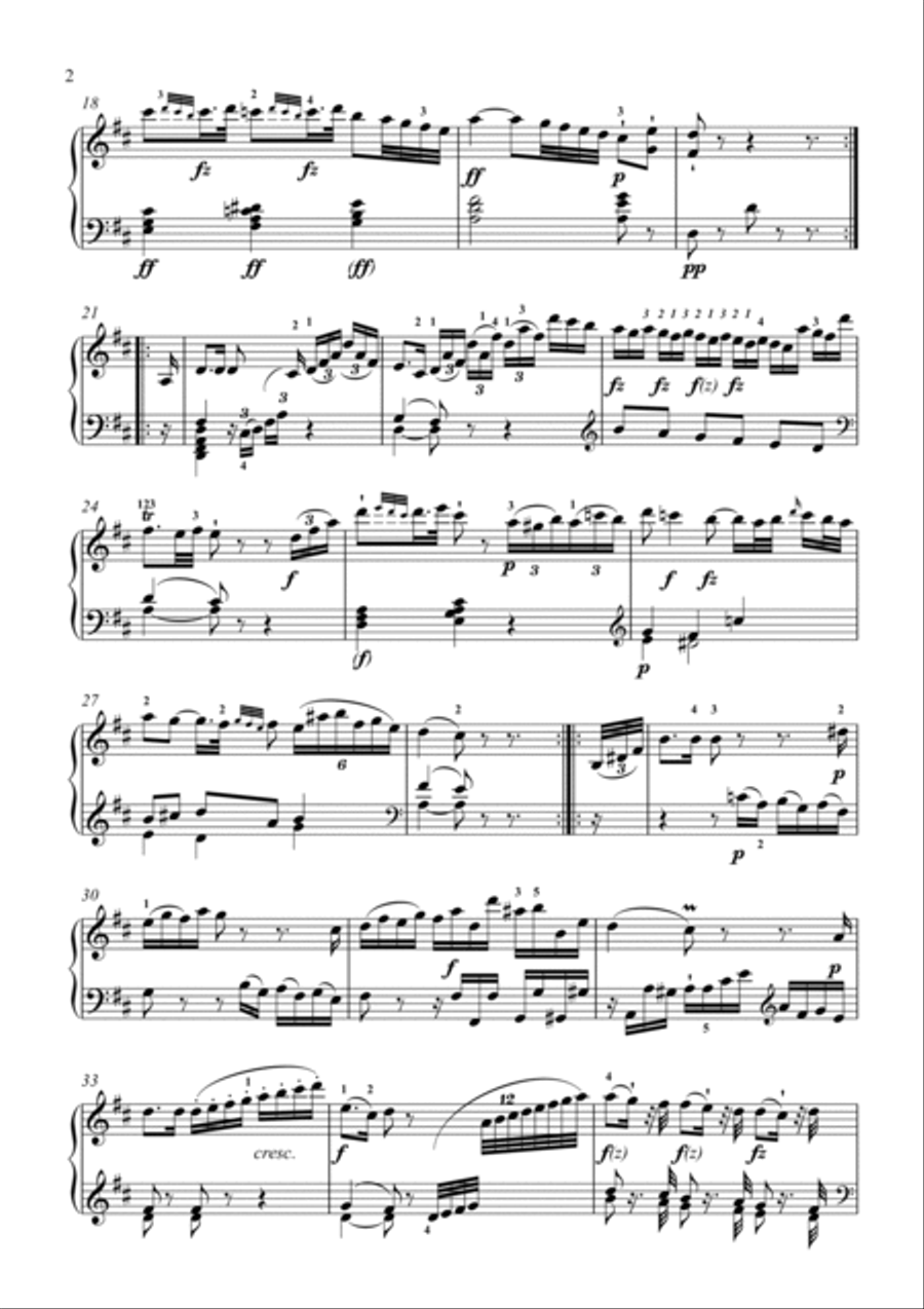 Haydn-Piano Sonata in D major,Hob.XVI.42(Piano solo) Small Ensemble scores gallery preview page 3