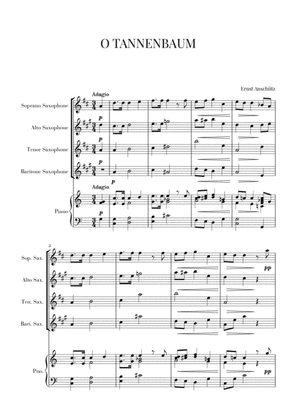 Book cover for O Tannenbaum for Sax Quartet and Piano