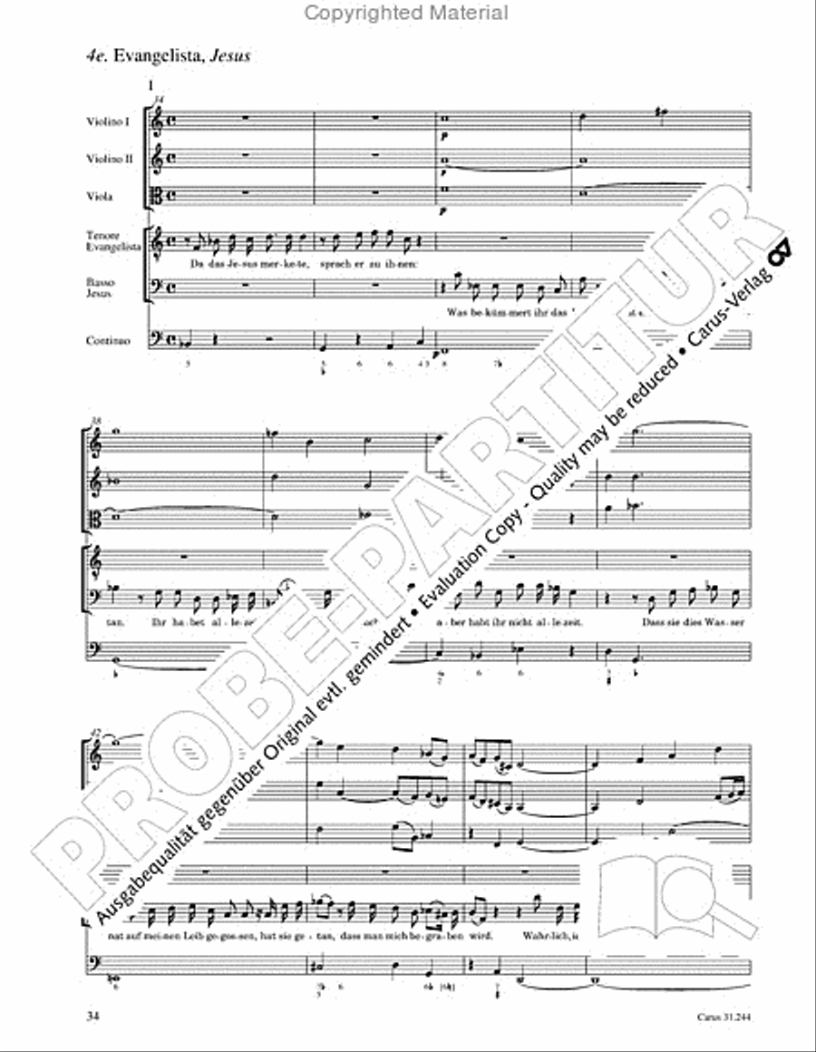 St. Matthew Passion (Matthaus-Passion) 4-Part scores gallery preview page 36