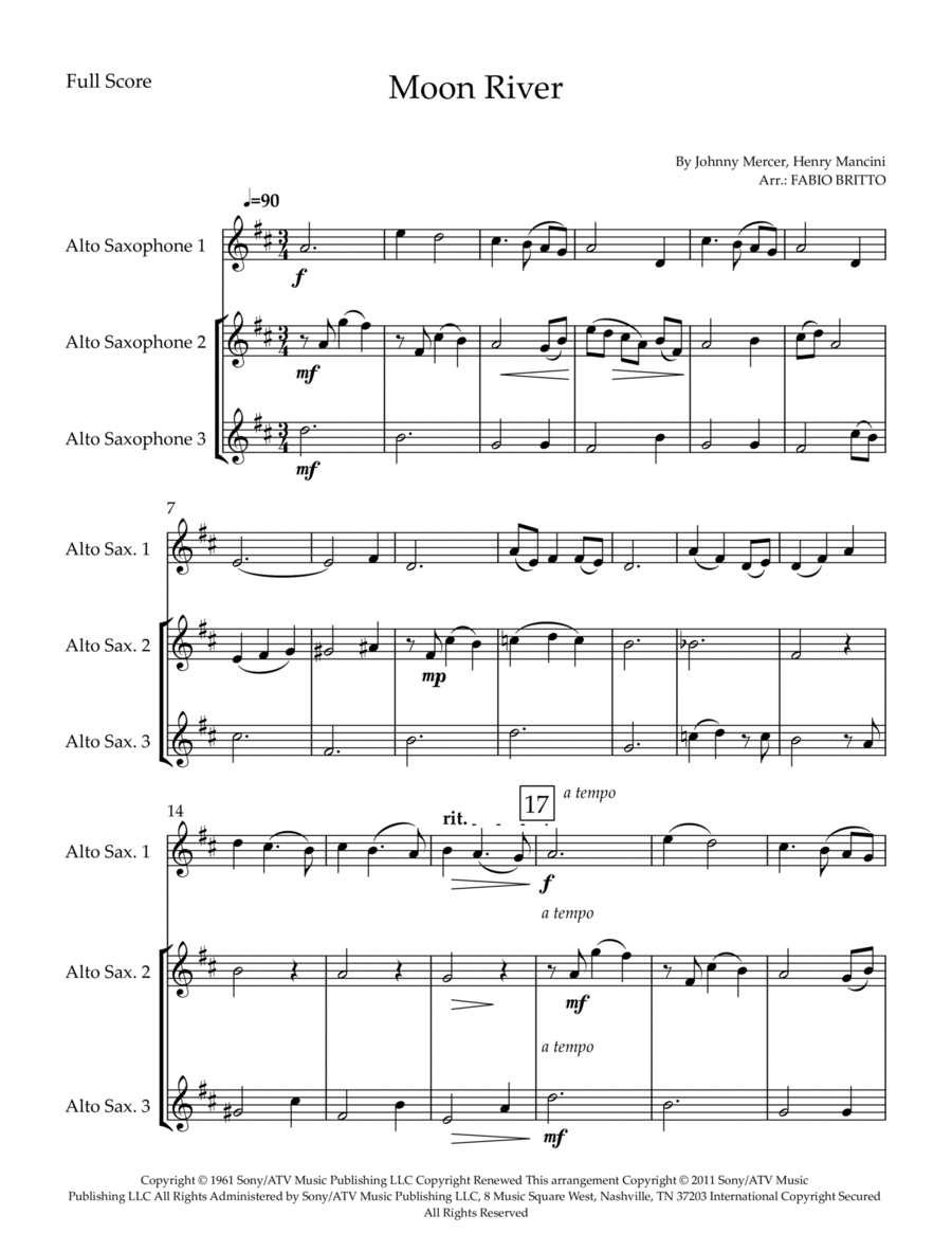 Moon River Woodwind Trio scores gallery preview page 1