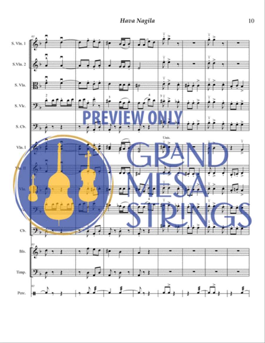 Hava Nagila Hava Nagila String Orchestra scores gallery preview page 11