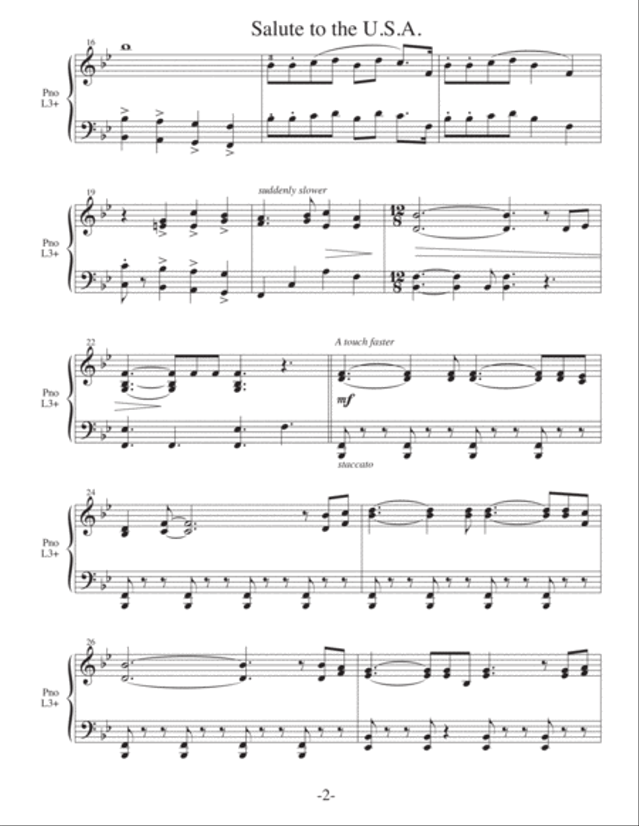 Salute to the U.S.A. - Medley (2 for 1 PIANO Arrangements) Piano Solo scores gallery preview page 3