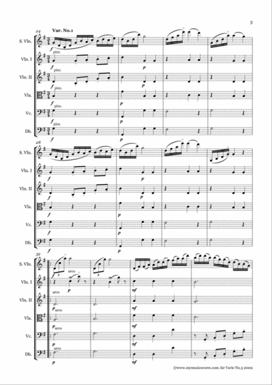Dancla Air and Variations Op.89 No.5 String Orchestra scores gallery preview page 4