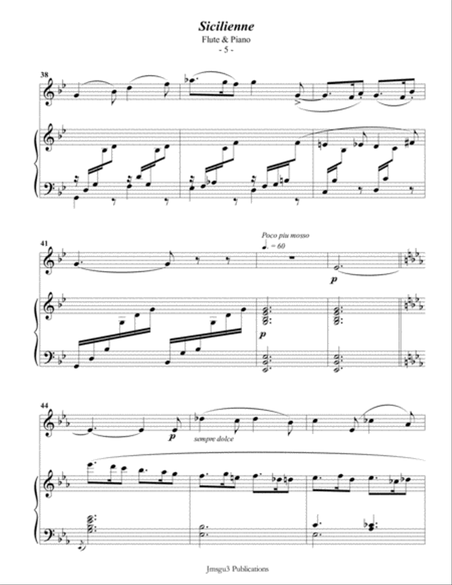 Fauré: Sicilienne for Flute & Piano Fauré: Sicilienne for Flute & Piano Flute Solo scores gallery preview page 6