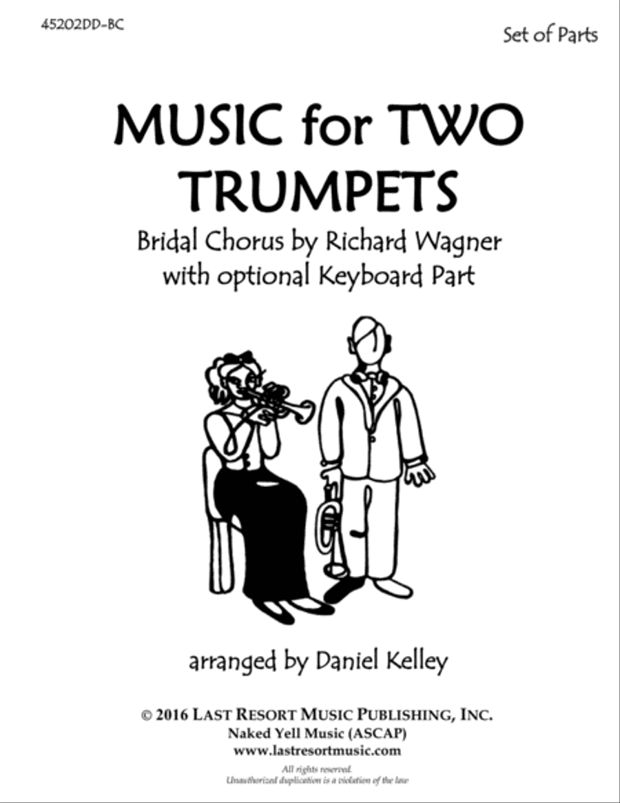 Bridal Chorus (Wedding March) from Lohengrin by Wagner for Two Trumpets with Optional Keyboard (Trum Trumpet Duet scores gallery preview page 2