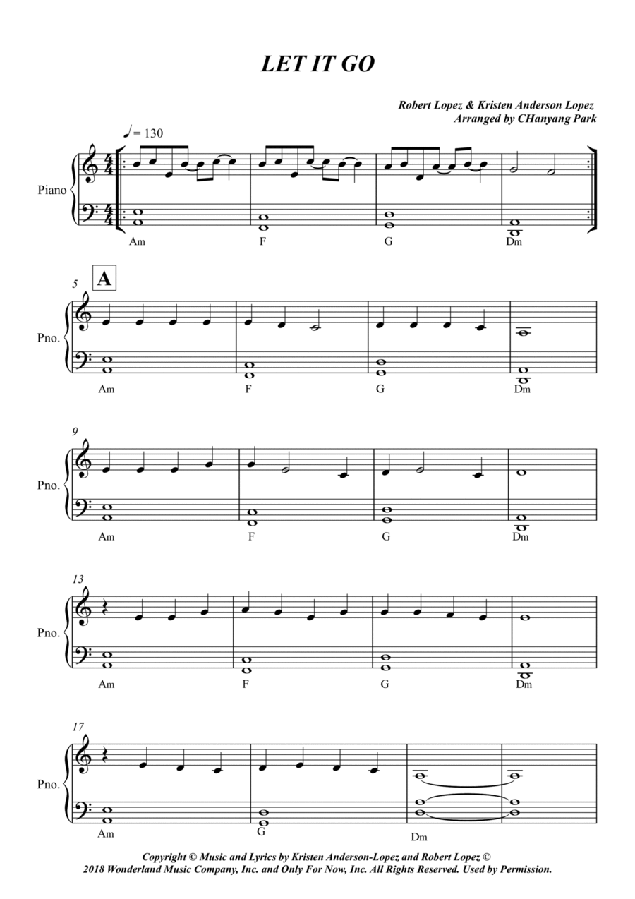 Let It Go Let It Go Easy Piano scores gallery preview page 1