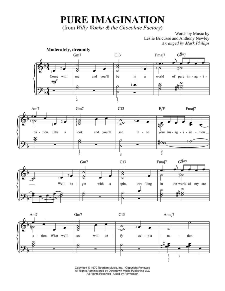 Pure Imagination Easy Piano scores gallery preview page 1