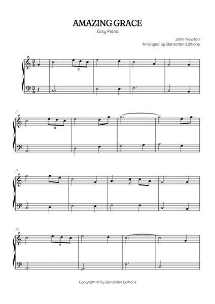 Amazing Grace • easy piano music sheet image number null