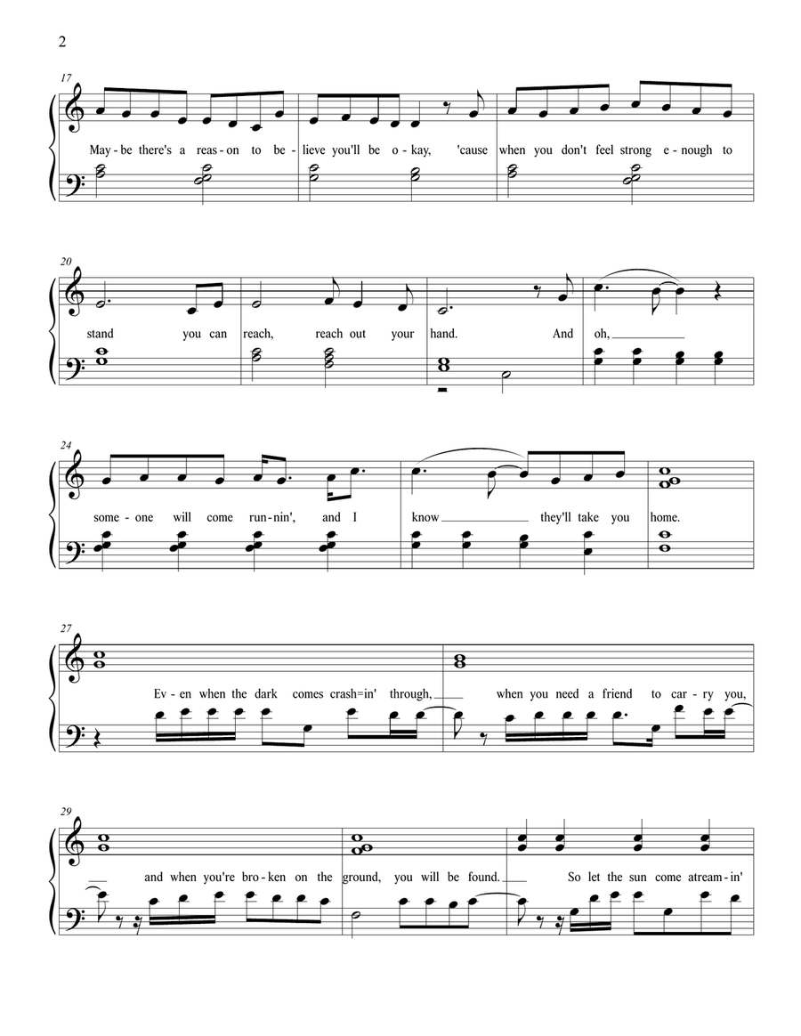 You Will Be Found Piano Solo scores gallery preview page 2