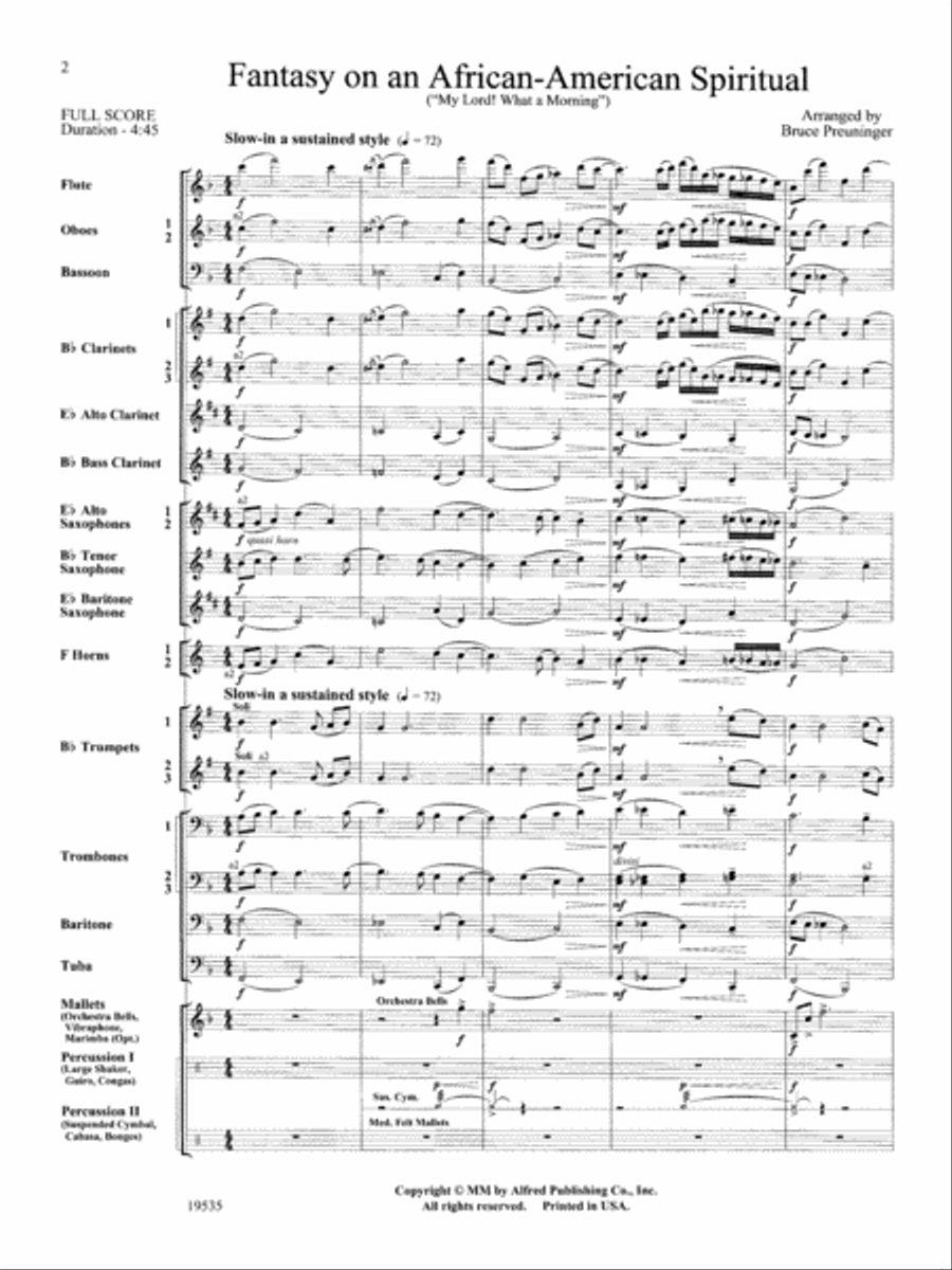 Fantasy on an African-American Spiritual: Score Concert Band scores gallery preview page 2