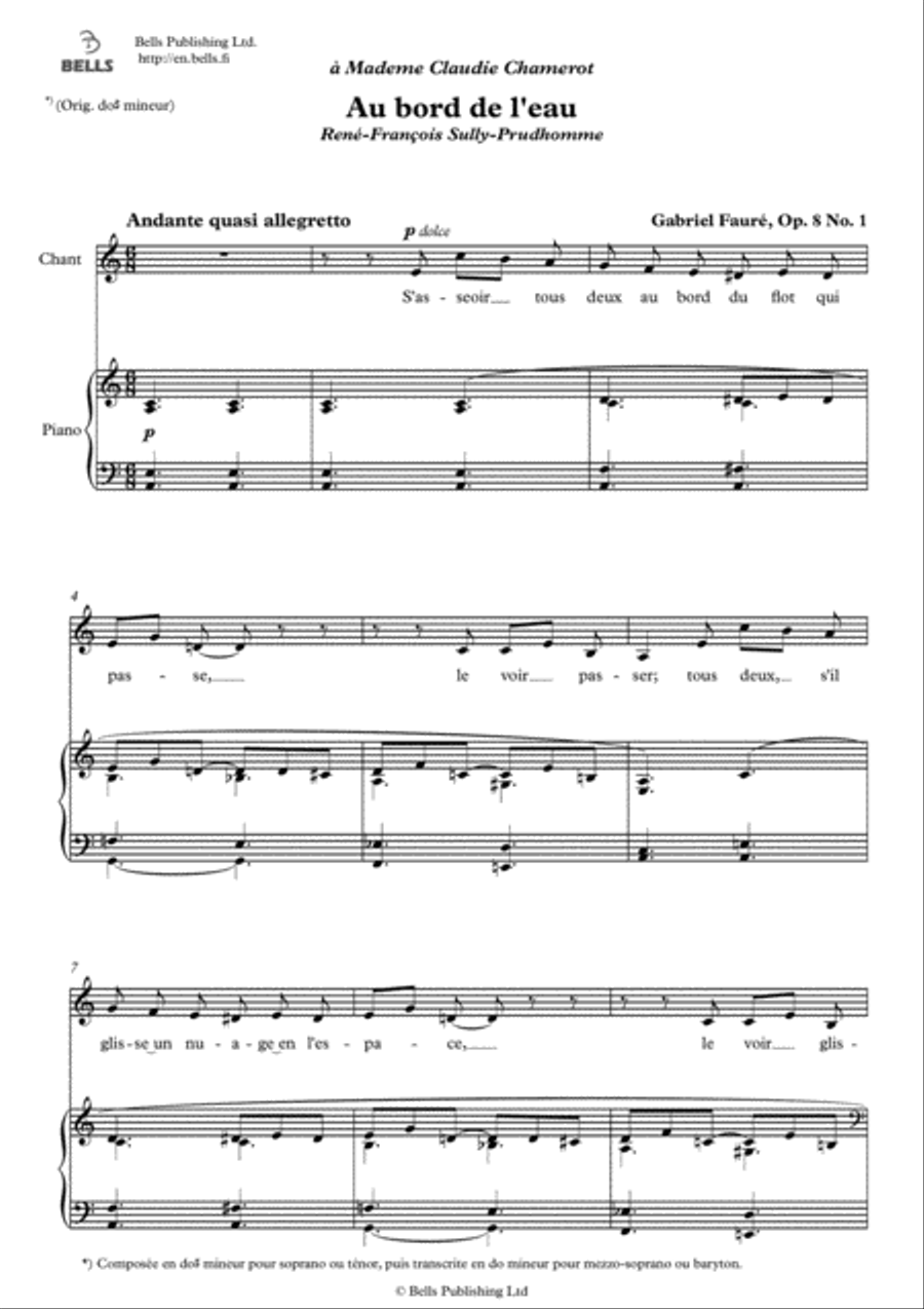 Au bord de l'eau, Op. 8 No. 1 (A minor) Voice Solo scores gallery preview page 1