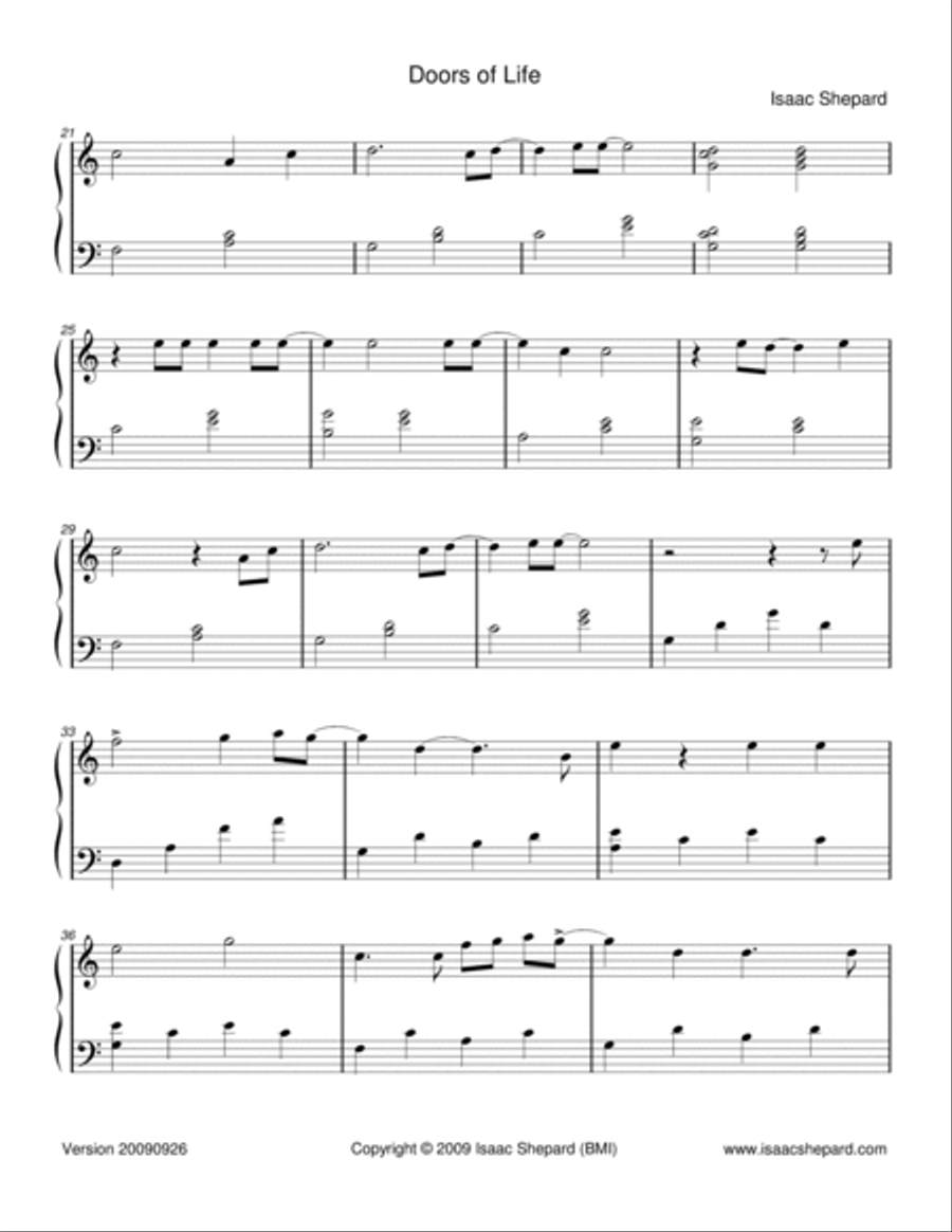 Doors of Life Piano Solo scores gallery preview page 2