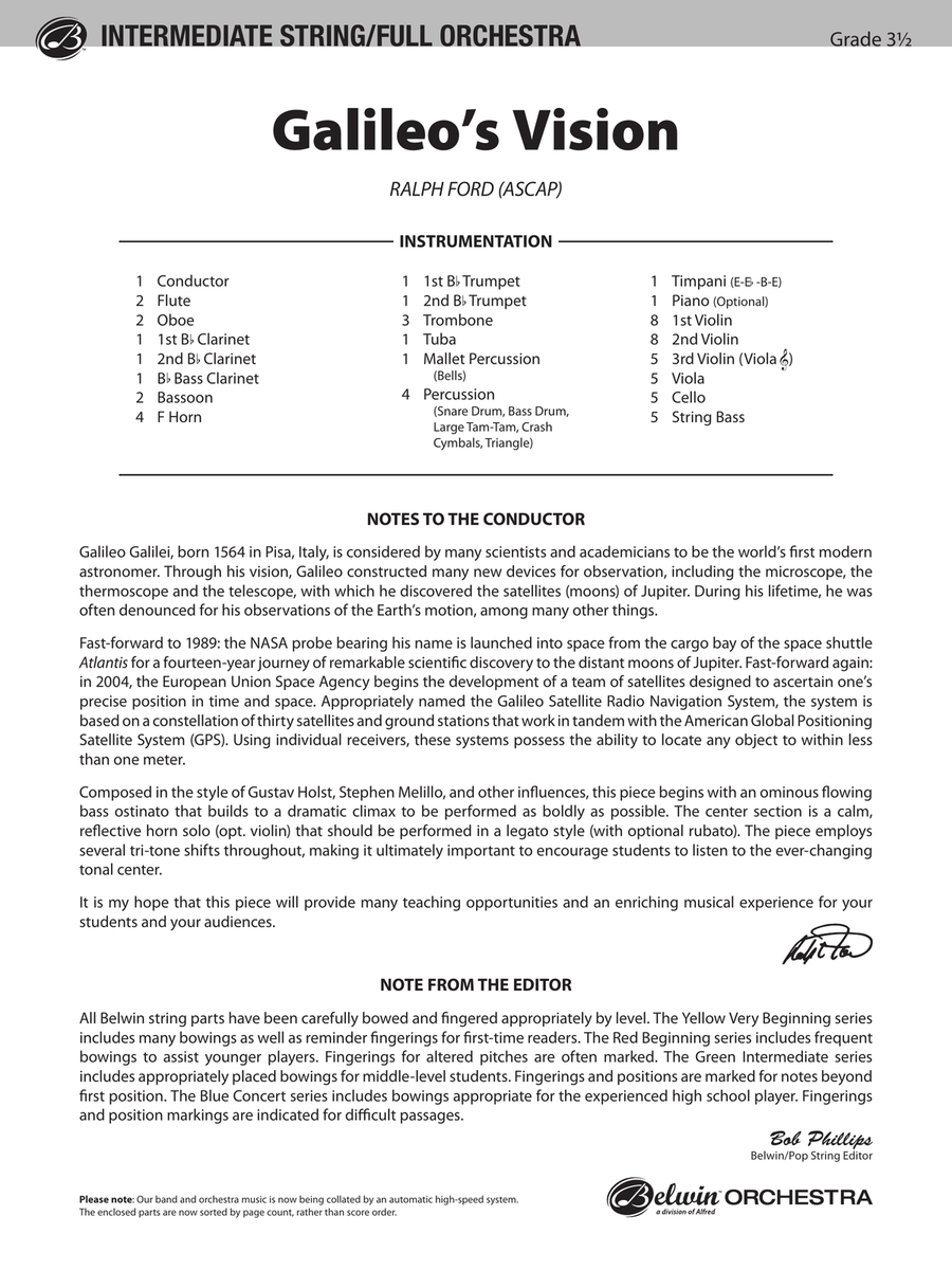 Galileo's Vision: Score