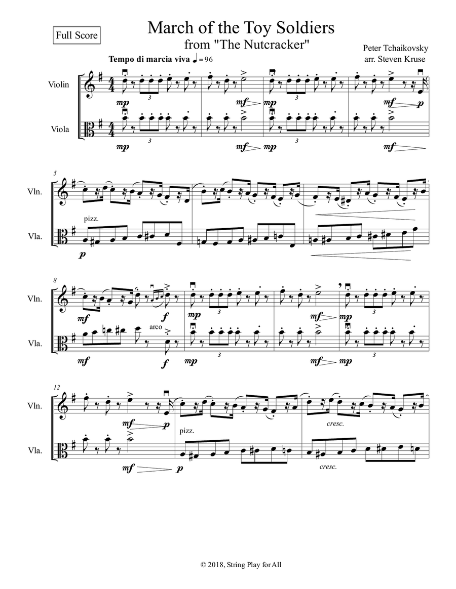 March of the Toy Soldiers from the Nutcracker for Violin & Viola March of the Toy Soldiers from the Nutcracker for Violin & Viola String Duet scores gallery preview page 2