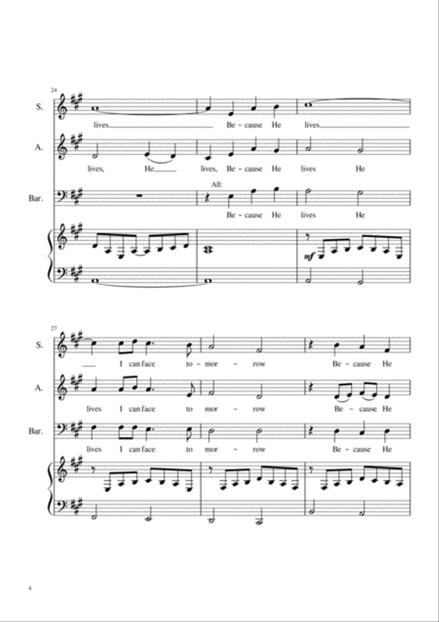 Because He Lives 3-Part scores gallery preview page 5