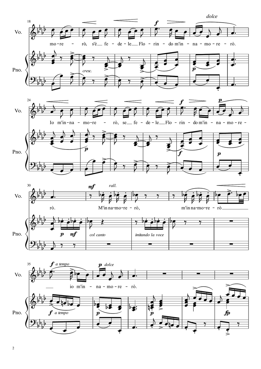 Se Florindo e fedele - Ab Major Voice Solo scores gallery preview page 3