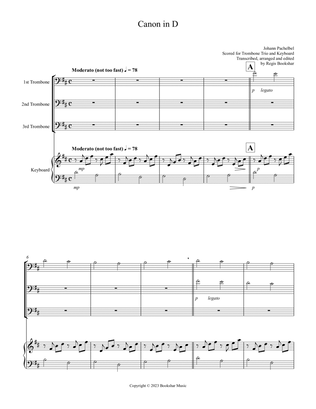 Canon in D (Pachelbel) (D) (Trombone Trio, Keyboard)