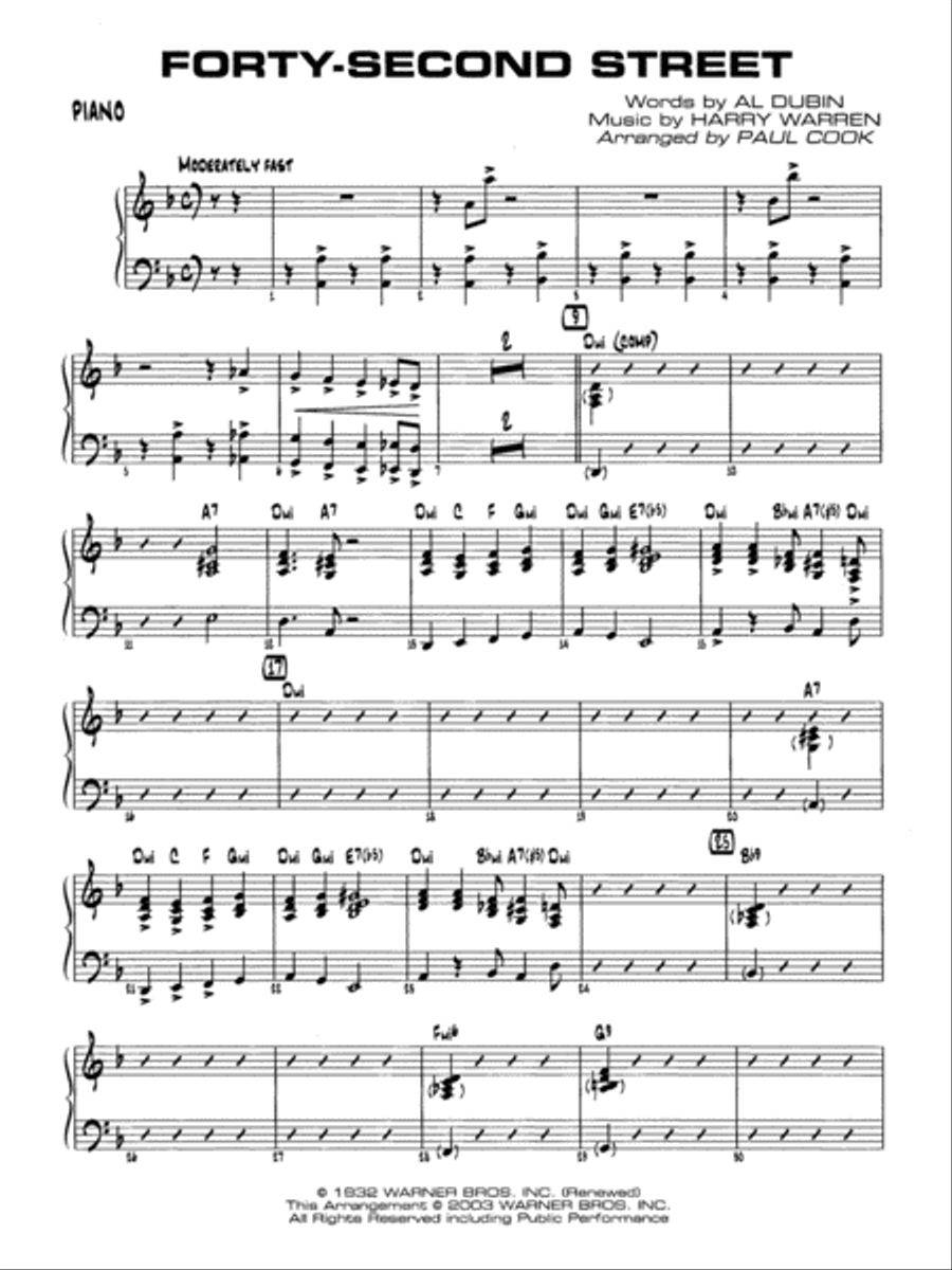 Forty-Second Street: Piano Accompaniment Jazz Ensemble scores gallery preview page 1