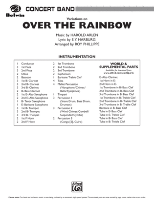 Book cover for Over the Rainbow (from The Wizard of Oz), Variations on: Score