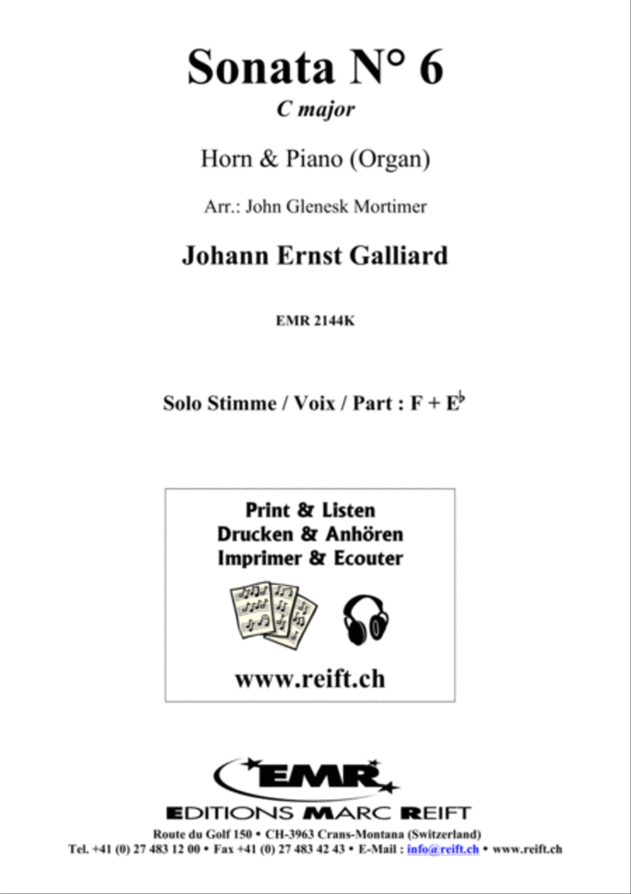 Sonata No. 6 in C Major Horn scores gallery preview page 2