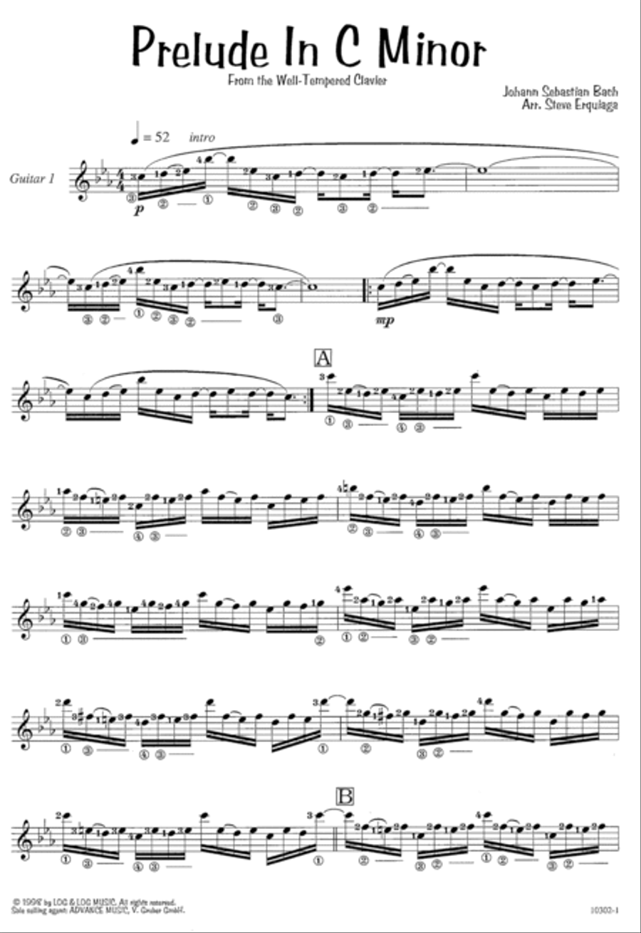 Steve Erquiaga's Arrangements for 2 Guitars -- Prelude in C Minor Small Ensemble scores gallery preview page 2