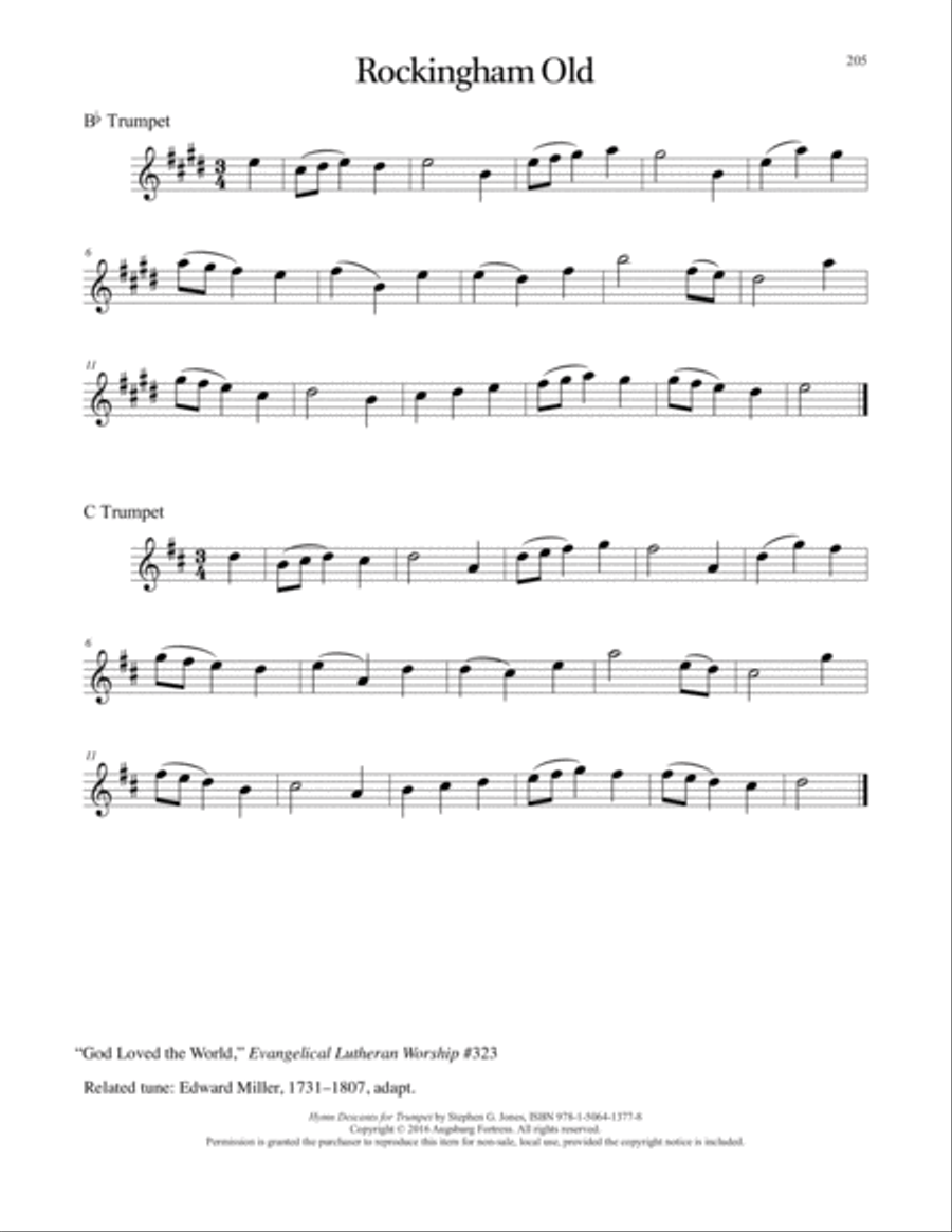 Hymn Descants for Trumpet C Trumpet scores gallery preview page 206