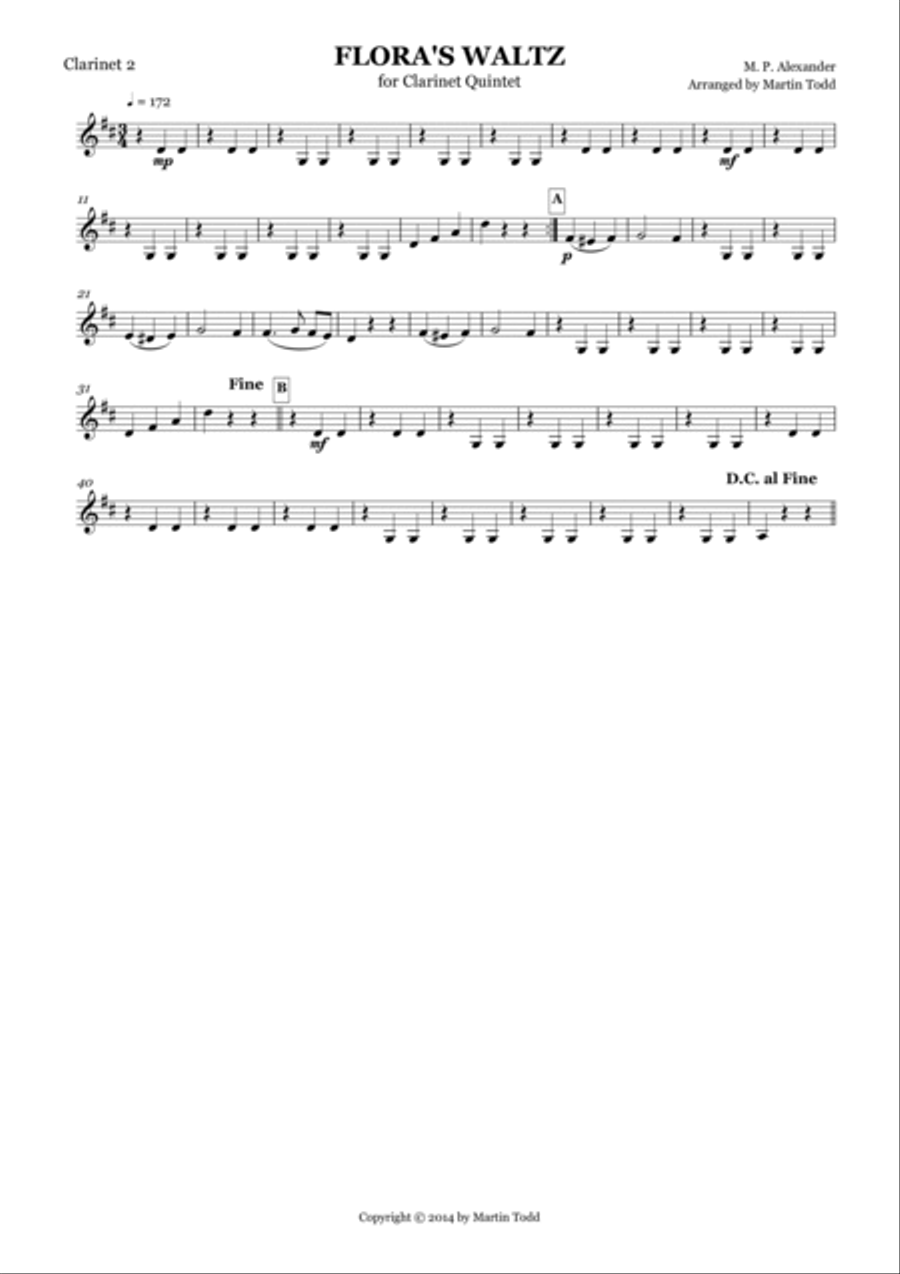 Flora's Waltz for Clarinet Quintet Clarinet Quintet scores gallery preview page 4