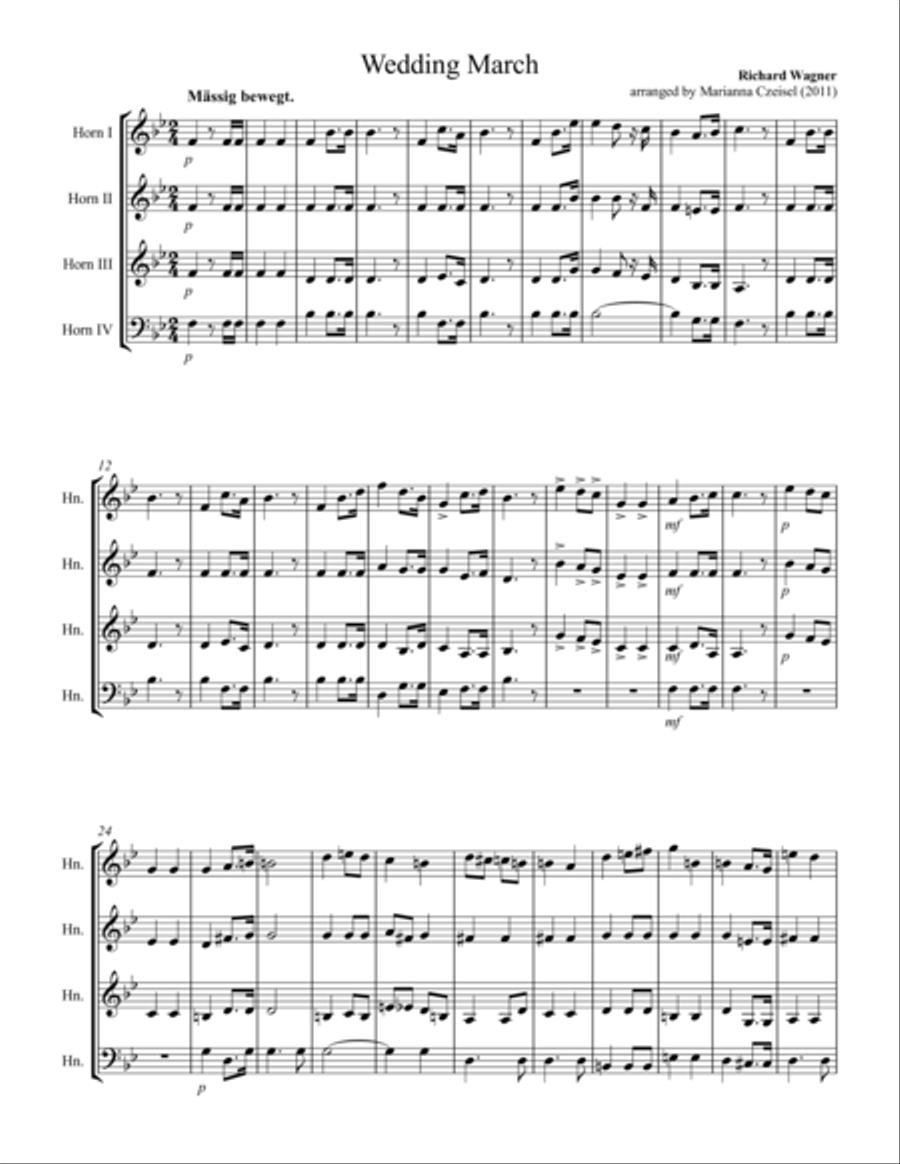 Wagner Wedding March Horn Solo scores gallery preview page 1