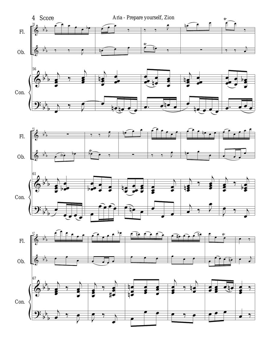 Bach - Aria from The Christmas Oratorio for flute and oboe duet Woodwind Duet scores gallery preview page 4