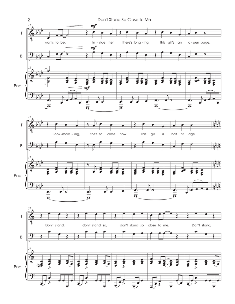 Don't Stand So Close To Me '86 TTBB scores gallery preview page 2